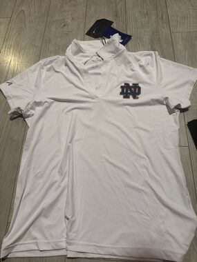 Antigua Wonen’s White Notre Dame legacy pique Polo with